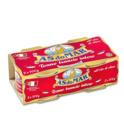 As do mar - Solid Light Tuna in Olive Oil - Tonno Trancio Intero all'Olio di Oliva (2X100gr - 2X3.52 oz)