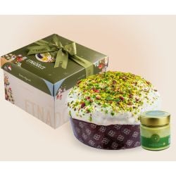Etnadolce - Panettone Pistacchio (750gr - 26.45 oz) + crema pistacchio (250 gr - 8.46 oz)